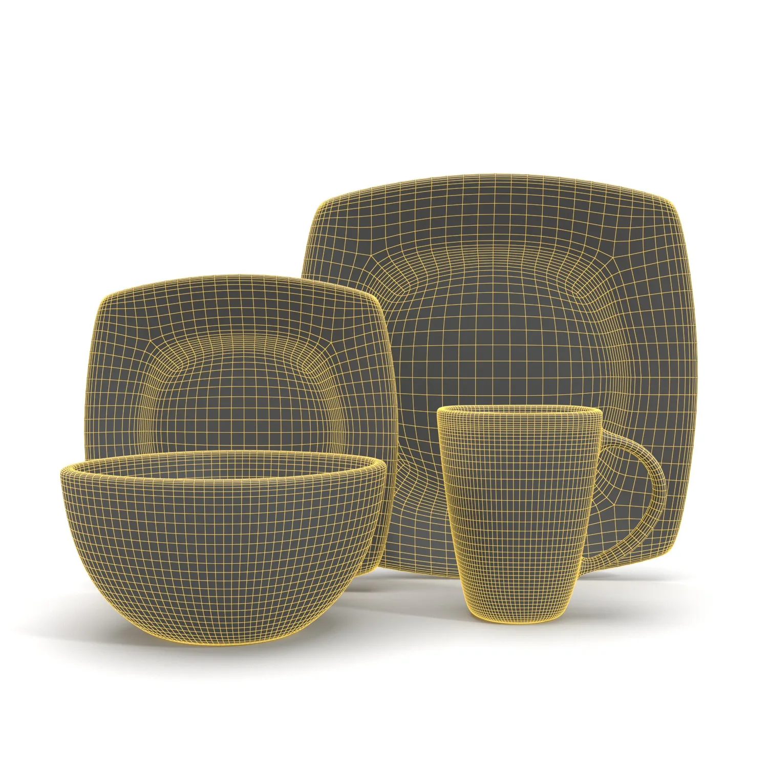 Gibson Soho Lounge Square Reactive Glaze Dinnerware Set PBR 3D Model_07